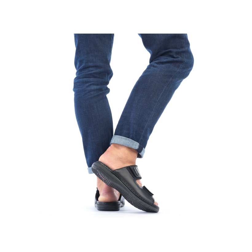 Rieker Artikelnummer 25590-00 Rieker Herren Pantoletten glanzschwarz Begrenztes Angebot