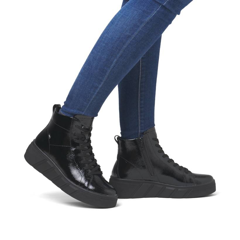 Rieker Artikelnummer W0561-01 Rieker Damen Sneaker High glanzschwarz Nur für heute