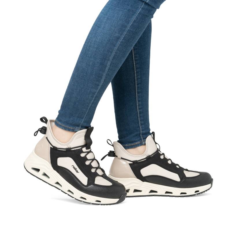 Rieker Artikelnummer N5254-60 Rieker Damen Slipper tiefschwarz-hellbeige Sonderangebot der Fabrik