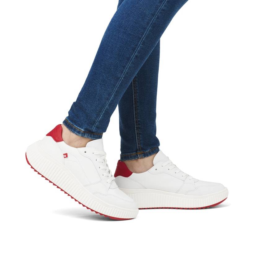 Rieker Artikelnummer W1700-80 Rieker Damen Sneaker Low kristallweiß-rot Vierteljährliche Förderung