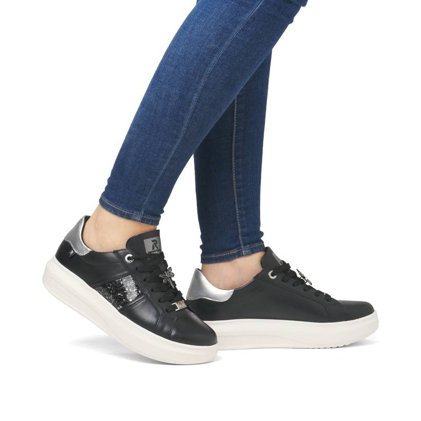 Rieker Artikelnummer W1202-00 Rieker Damen Sneaker Low mattschwarz-silber Bis zu 55% Rabatt