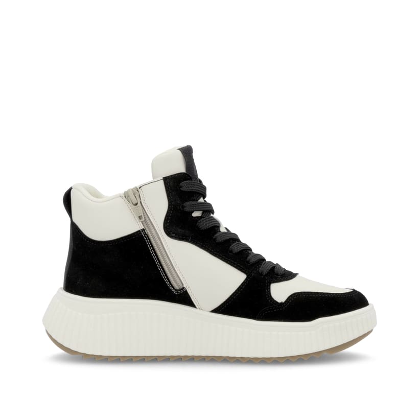 Rieker Artikelnummer W1770-60 Rieker Damen Sneaker High cremeweiß-schwarz Nur noch ein Tag übrig