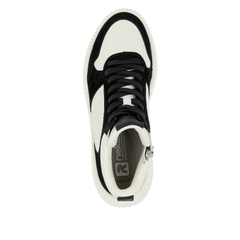 Rieker Artikelnummer W1770-60 Rieker Damen Sneaker High cremeweiß-schwarz Nur noch ein Tag übrig