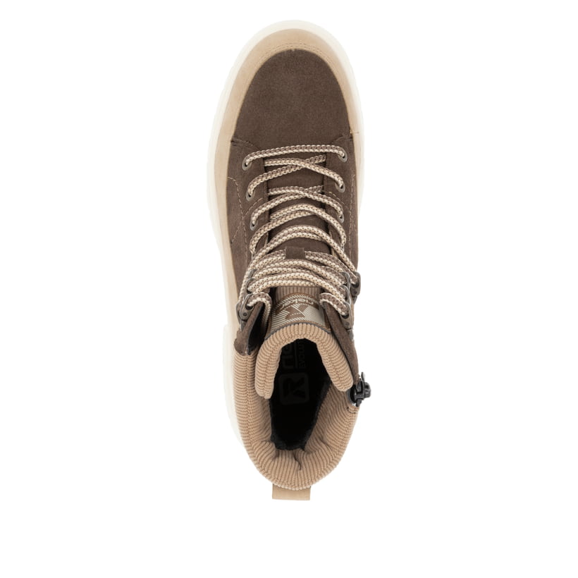 Rieker Artikelnummer W1871-25 Rieker Damen Schnürstiefel holzbraun-lehmbeige Riesige Rabatte