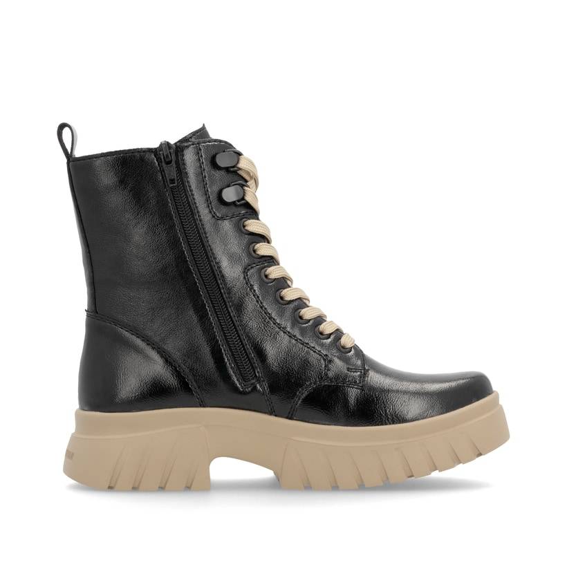 Rieker Artikelnummer W1870-00 Rieker Damen Schnürstiefel glanzschwarz Clearance-Verkauf