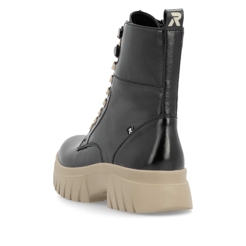 Rieker Artikelnummer W1870-00 Rieker Damen Schnürstiefel glanzschwarz Clearance-Verkauf