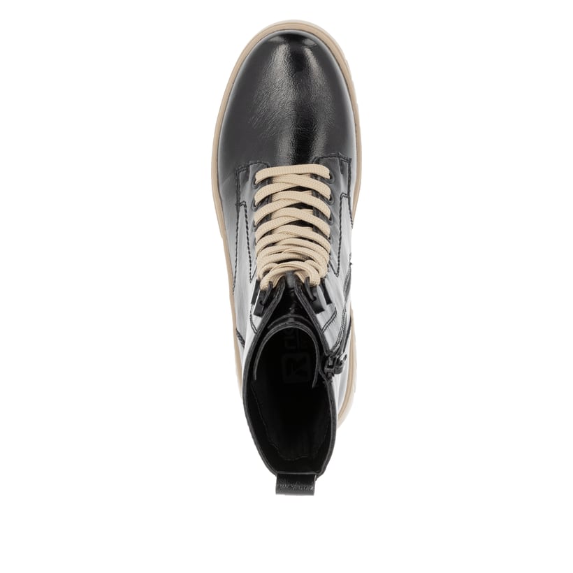 Rieker Artikelnummer W1870-00 Rieker Damen Schnürstiefel glanzschwarz Clearance-Verkauf