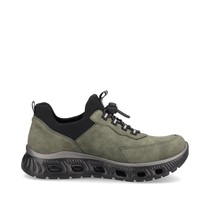 Rieker Artikelnummer M6058-54 Rieker Damen Slipper khaki-schwarz Fabrikladen