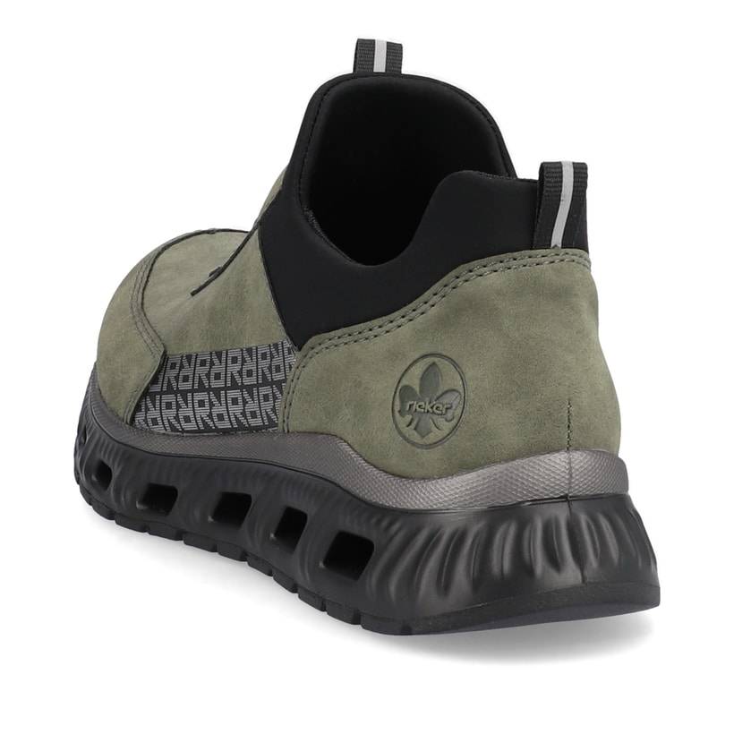 Rieker Artikelnummer M6058-54 Rieker Damen Slipper khaki-schwarz Fabrikladen