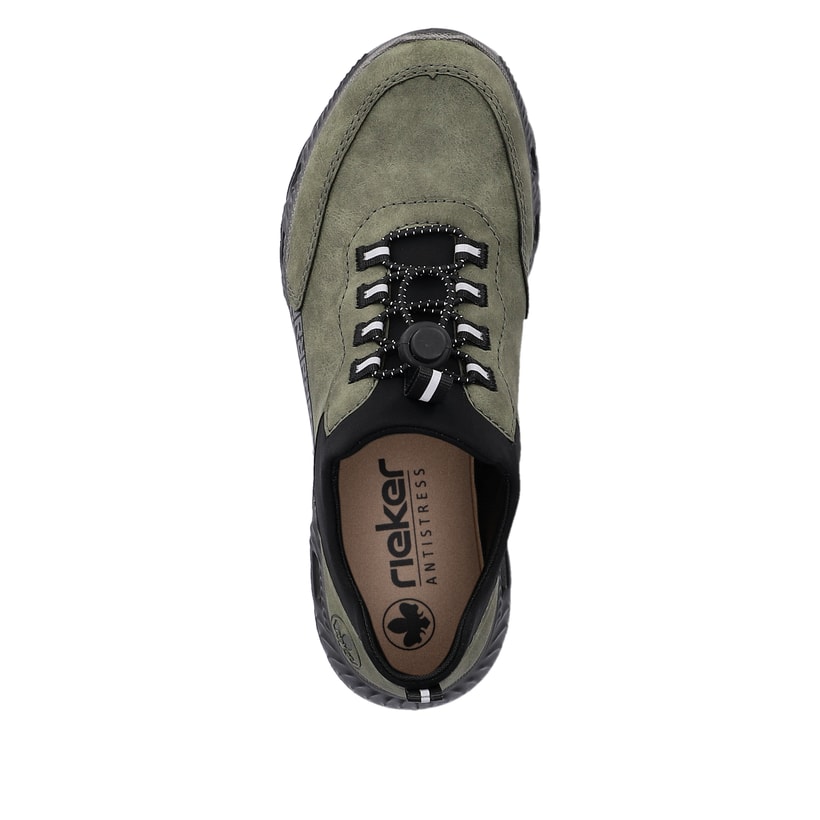 Rieker Artikelnummer M6058-54 Rieker Damen Slipper khaki-schwarz Fabrikladen