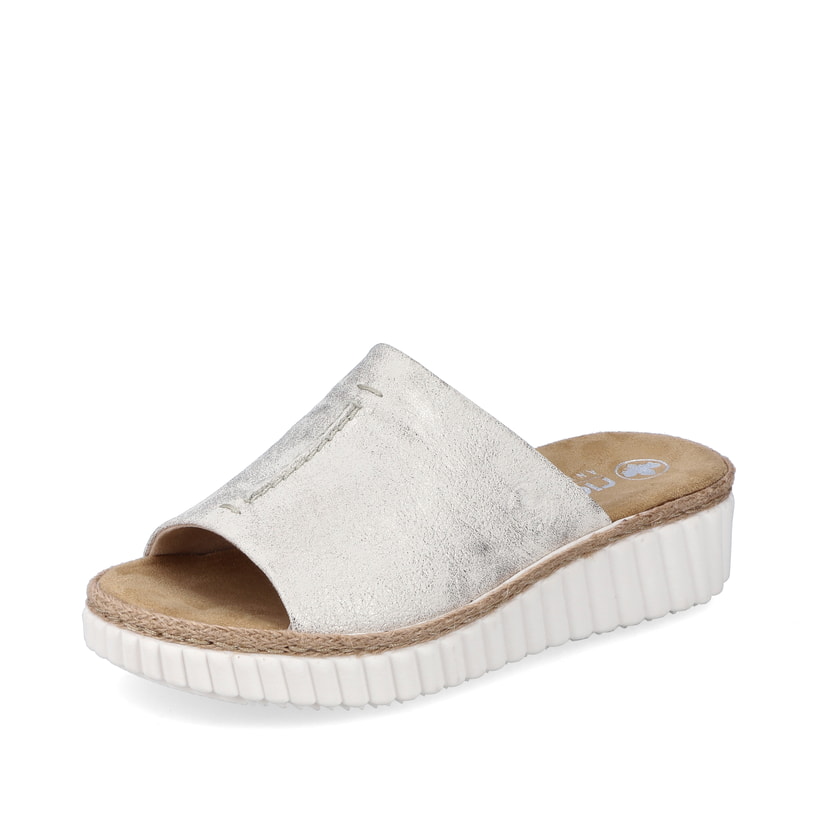 Rieker Artikelnummer 69288-60 Rieker Damen Pantoletten silber-platin-metallic 50% Rabatt für begrenzte Zeit