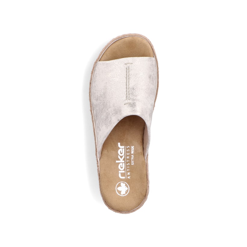 Rieker Artikelnummer 69288-60 Rieker Damen Pantoletten silber-platin-metallic 50% Rabatt für begrenzte Zeit