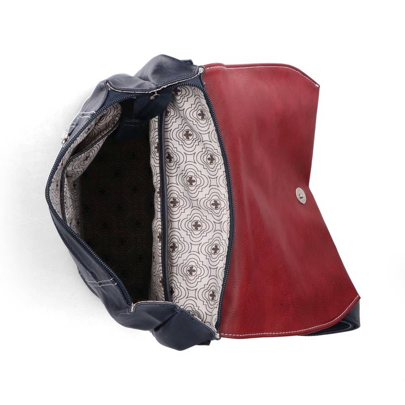 Rieker Artikelnummer H1357-14 Rieker Rucksack stahlblau-kirschrot Auslauf