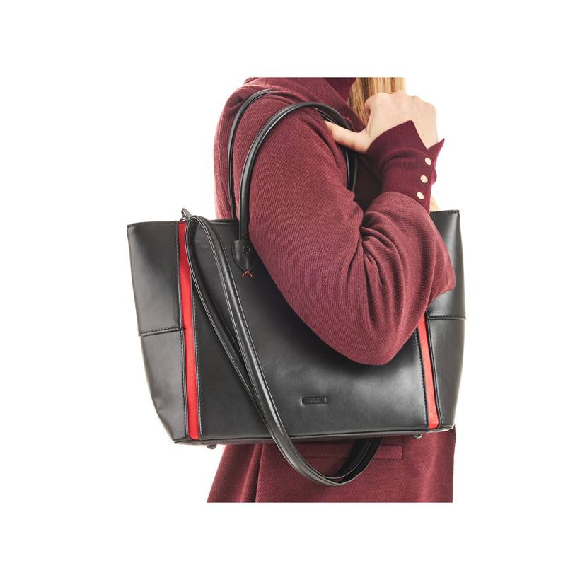 Rieker Artikelnummer H1524-00 Rieker Shopper tiefschwarz-feuerrot Rabatt