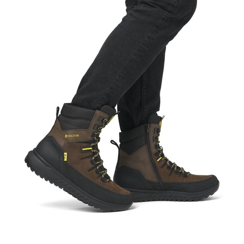 Rieker Artikelnummer U0171-25 Rieker Herren Schnürstiefel holzbraun-schwarz 50% Rabatt mit kostenlosem Versand