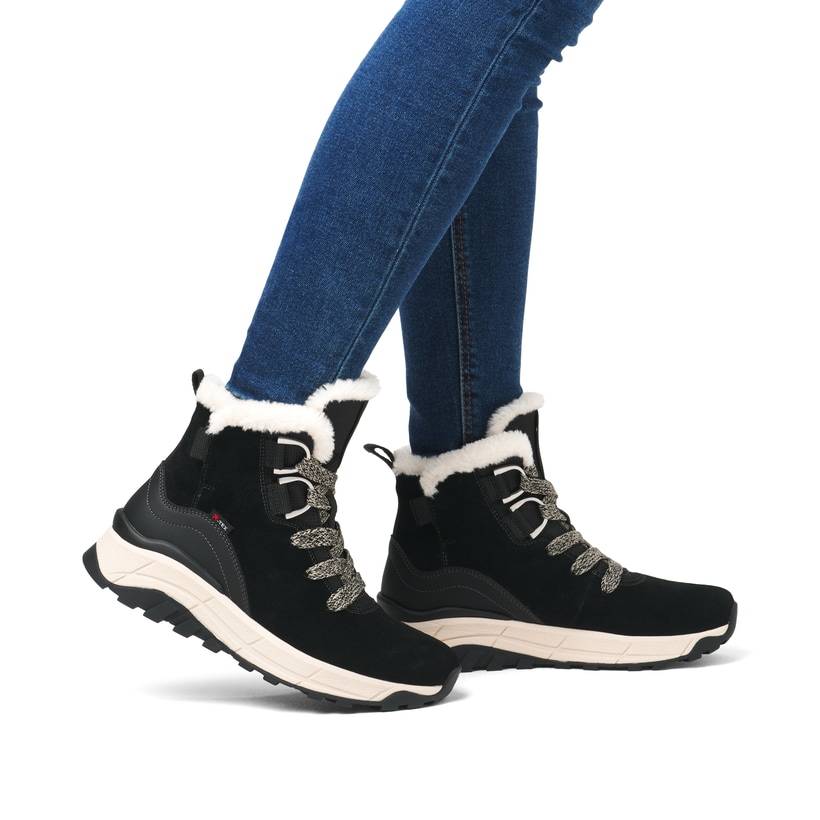 Rieker Artikelnummer W0073-00 Rieker Damen Schnürstiefel graphitschwarz Schlussverkauf