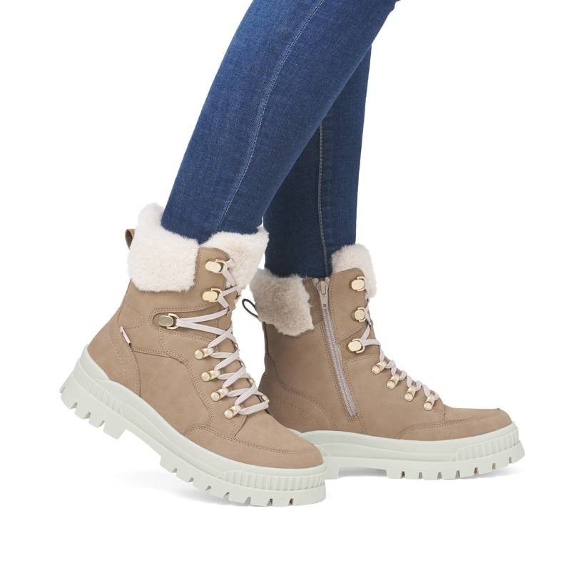 Rieker Artikelnummer W2174-20 Rieker Damen Schnürstiefel braunbeige Günstiger Verkauf