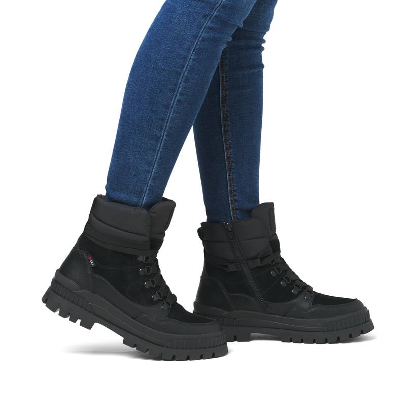 Rieker Artikelnummer W2171-00 Rieker Damen Schnürstiefel carbonschwarz Fabrikverkauf