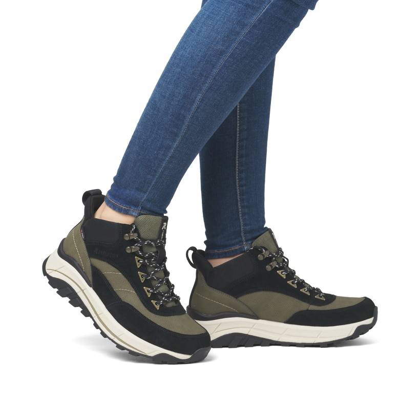 Rieker Artikelnummer W0067-54 Rieker Damen Schnürstiefel urbanschwarz-khaki Meist gekauft