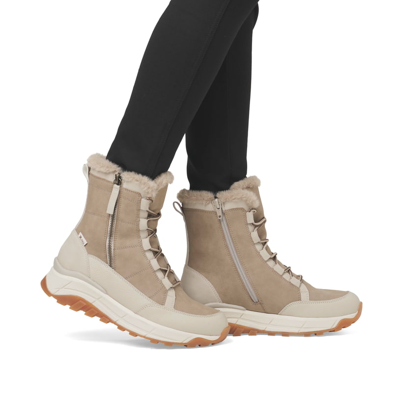 Rieker Artikelnummer W0071-20 Rieker Damen Schnürstiefel cremebeige Begrenztes Angebot
