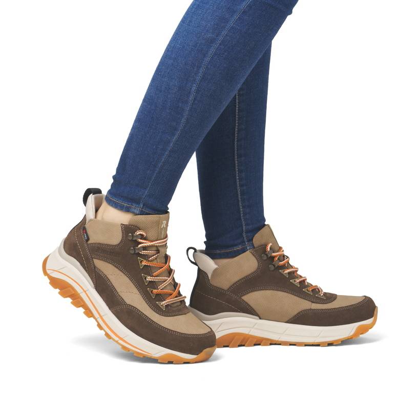 Rieker Artikelnummer W0067-20 Rieker Damen Schnürstiefel hozbraun-beige Online Shopping