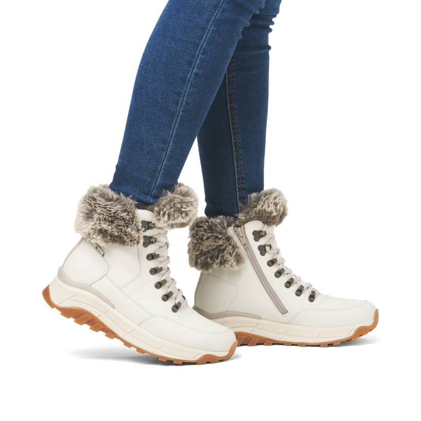 Rieker Artikelnummer W0063-80 Rieker Damen Schnürstiefel cremeweiß Black Friday