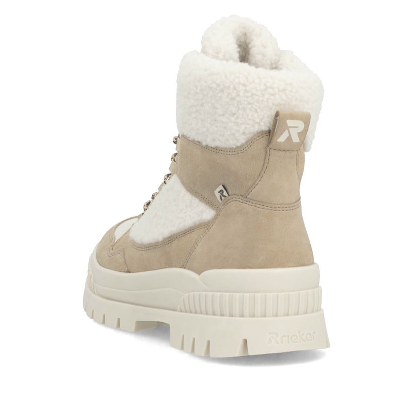 Rieker Artikelnummer W2173-62 Rieker Damen Schnürstiefel sandbeige-cremeweiß Osterangebot