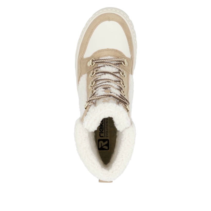 Rieker Artikelnummer W2173-62 Rieker Damen Schnürstiefel sandbeige-cremeweiß Osterangebot