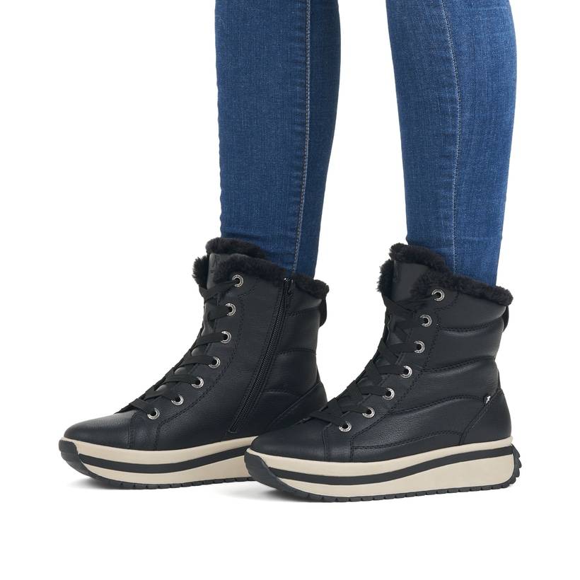 Rieker Artikelnummer W0963-01 Rieker Damen Schnürstiefel urbanschwarz Räumungsverkauf