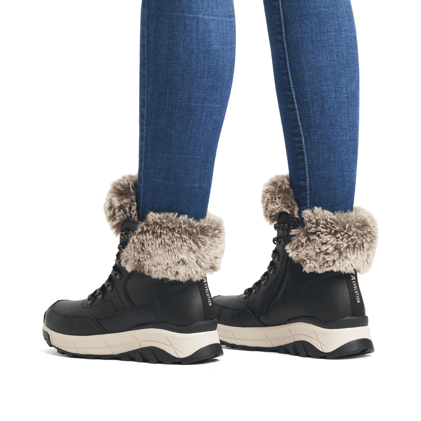 Rieker Artikelnummer W0063-00 Rieker Damen Schnürstiefel stahlschwarz Tiefpreis