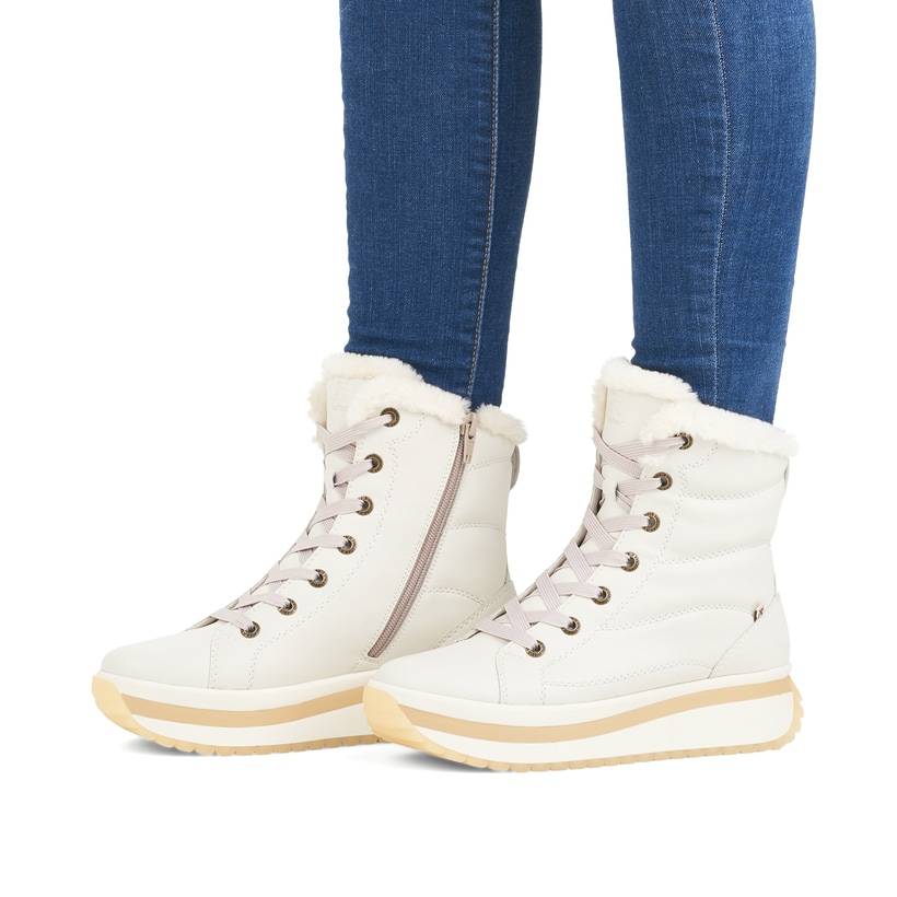 Rieker Artikelnummer W0963-80 Rieker Damen Schnürstiefel frostweiß Super Sparpreis