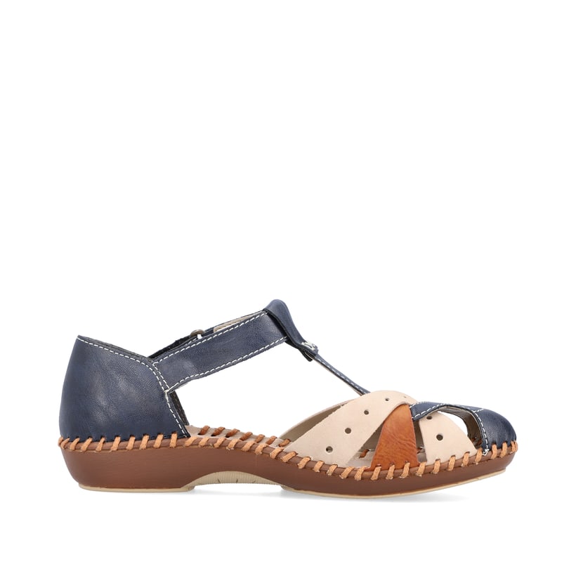 Rieker Artikelnummer M1655-14 Rieker Damen Riemchensandalen marineblau-beige Neueste Stile