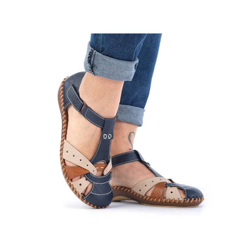 Rieker Artikelnummer M1655-14 Rieker Damen Riemchensandalen marineblau-beige Neueste Stile