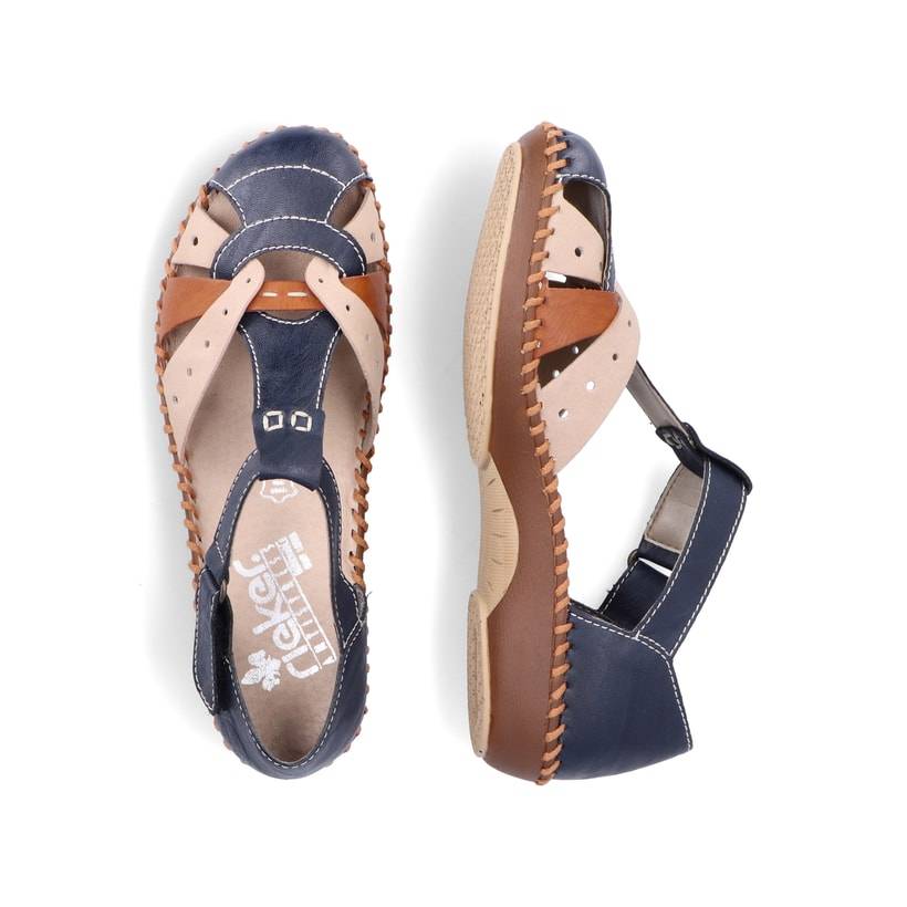 Rieker Artikelnummer M1655-14 Rieker Damen Riemchensandalen marineblau-beige Neueste Stile