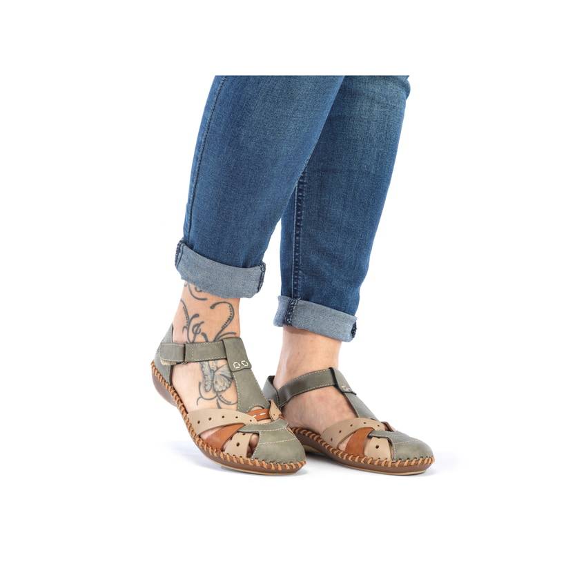 Rieker Artikelnummer M1655-54 Rieker Damen Riemchensandalen mintgrün-beige Zeitbegrenzte Promotion