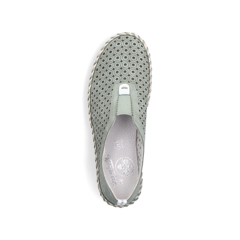 Rieker Artikelnummer N1963-52 Rieker Damen Slipper khakigrün Nur noch ein Tag übrig