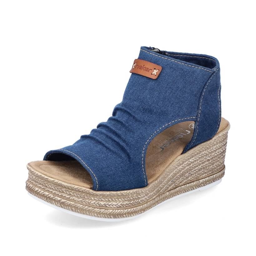 Rieker Artikelnummer 68791-12 Rieker Damen Keilsandaletten schieferblau im Angebot