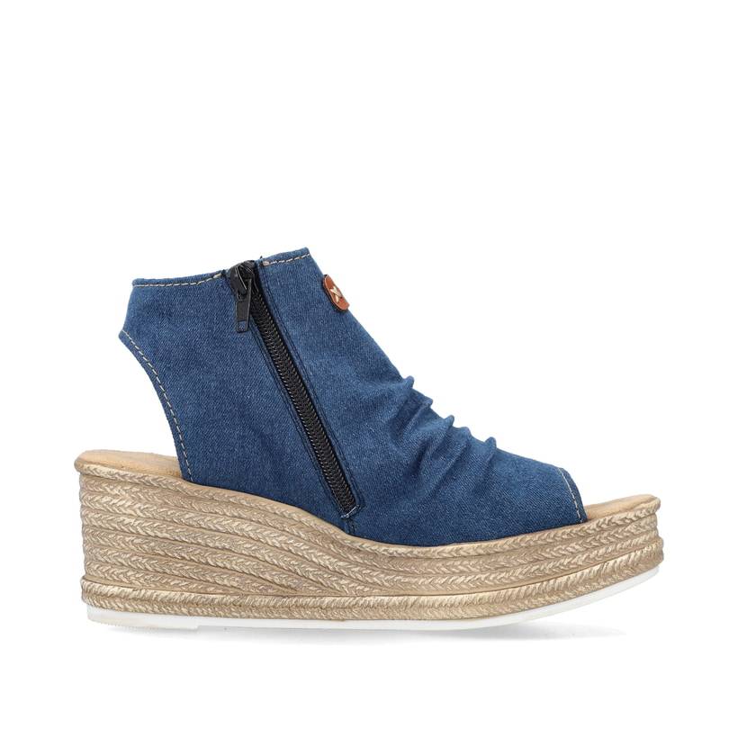 Rieker Artikelnummer 68791-12 Rieker Damen Keilsandaletten schieferblau im Angebot