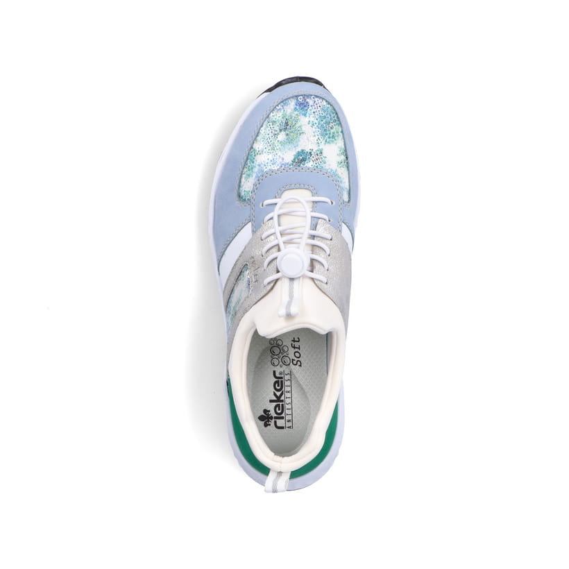 Rieker Artikelnummer N5251-91 Rieker Damen Slipper babyblau-cremeweiss Kostenloser Versand