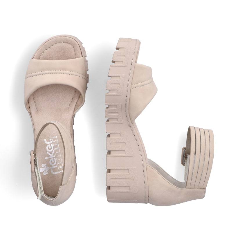 Rieker Artikelnummer 68093-60 Rieker Damen Keilsandaletten sandbeige Vatertagsangebot