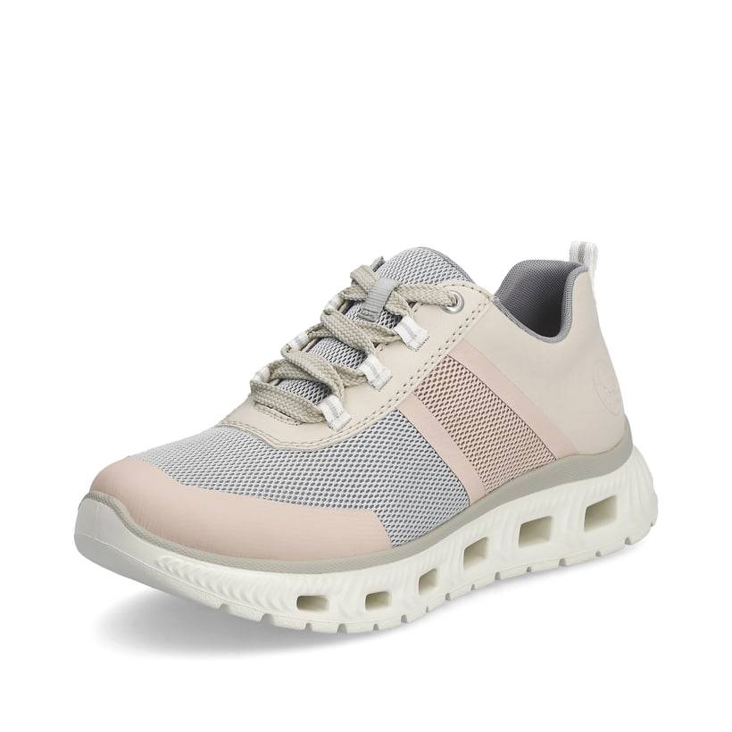 Rieker Artikelnummer M6006-90 Rieker Damen Sneaker Low hellbeige-pastellblau-rosa Heißer Verkauf