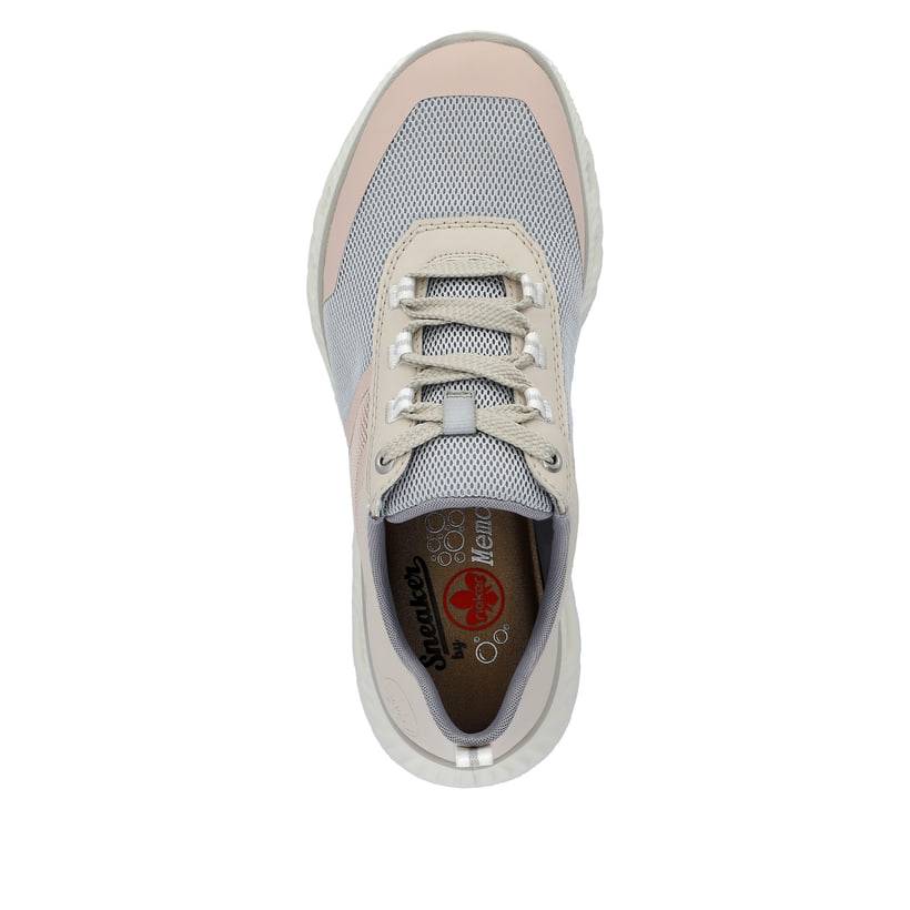 Rieker Artikelnummer M6006-90 Rieker Damen Sneaker Low hellbeige-pastellblau-rosa Heißer Verkauf