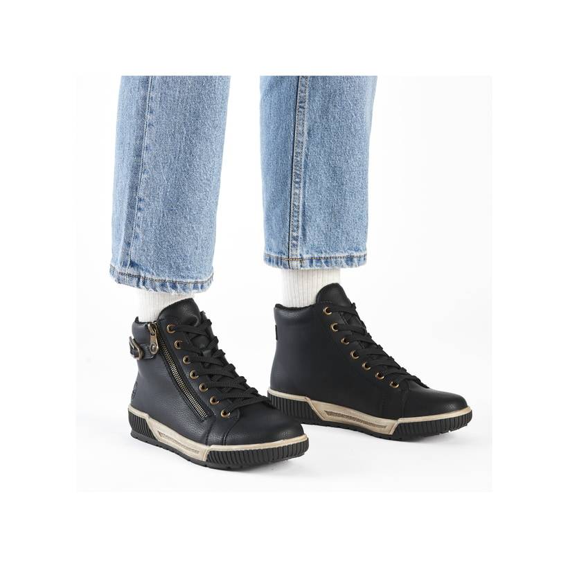 Rieker Artikelnummer N0708-00 Rieker Damen Schnürstiefel asphaltschwarz Bis zu 55% Rabatt