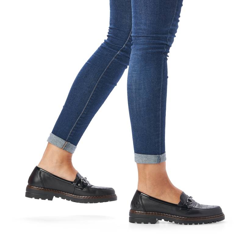 Rieker Artikelnummer 54862-01 Rieker Damen Loafer graphitschwarz Nur noch ein Tag übrig