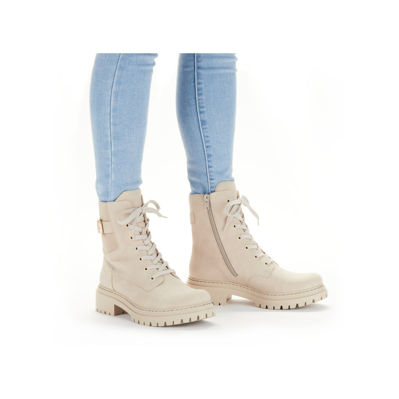 Rieker Artikelnummer 72631-63 Rieker Damen Biker Boots hellbeige 50% Rabatt mit kostenlosem Versand