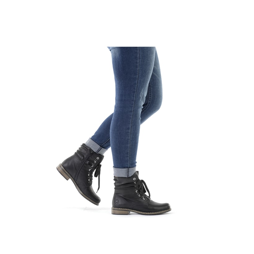 Rieker Artikelnummer 71218-00 Rieker Damen Schnürstiefel asphaltschwarz Clearance-Verkauf