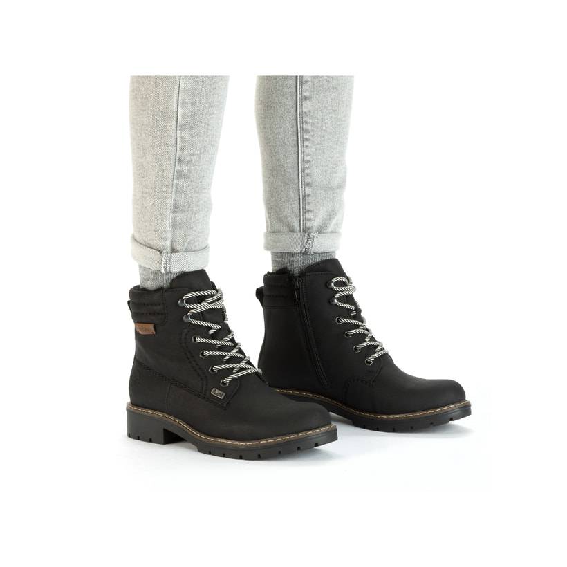 Rieker Artikelnummer Y9125-00 Rieker Damen Schnürstiefel asphaltschwarz Kostenloser Versand international
