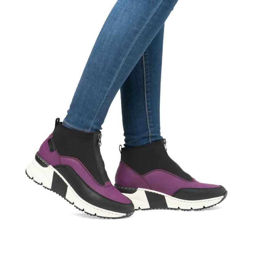 Rieker Artikelnummer N6352-30 Rieker Damen Sneaker High schwarz-lila 50% Rabatt für begrenzte Zeit
