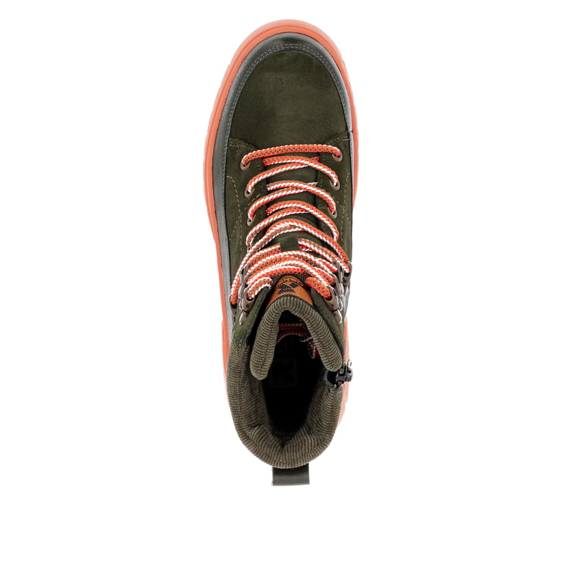 Rieker Artikelnummer W1871-54 Rieker Damen Schnürstiefel khaki-glutorange Rabatte dieses Monats