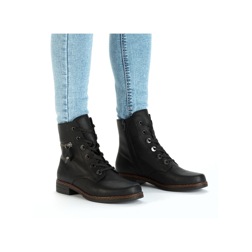 Rieker Artikelnummer 75142-01 Rieker Damen Schnürstiefel carbonschwarz Online